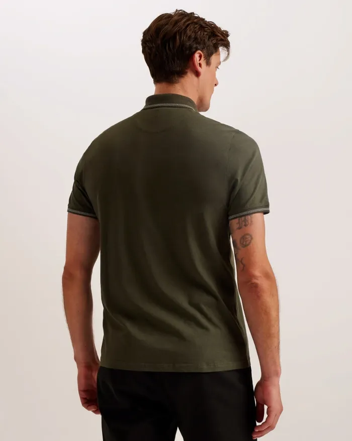 Men TORTILA 8211 Polo Shirt With Striped Details Olive Ted Baker Tops