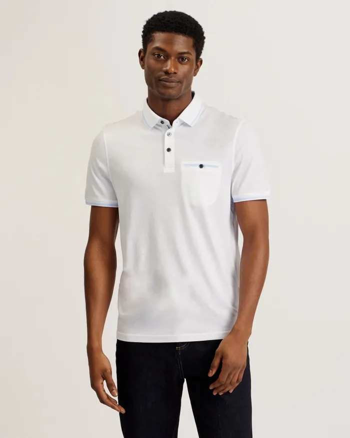 Men TORTILA 8211 Polo Shirt With Striped Details White Ted Baker Tops