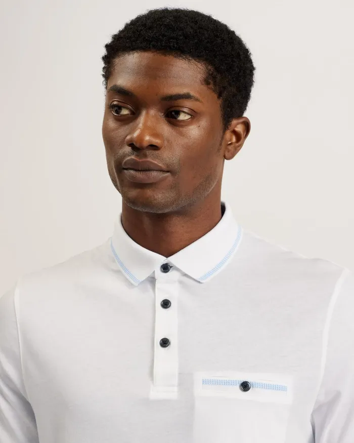 Men TORTILA 8211 Polo Shirt With Striped Details White Ted Baker Tops