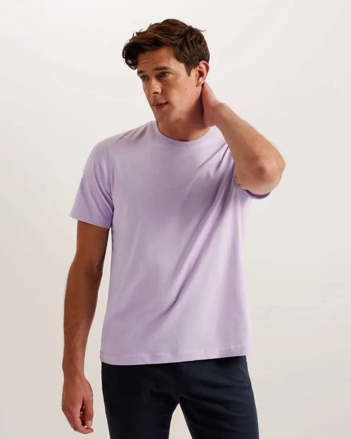Men TYWINN 8211 Short Sleeve Regular Fit Plain Tshirt Lilac Ted Baker Tops
