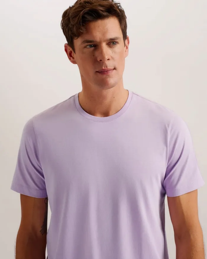 Men TYWINN 8211 Short Sleeve Regular Fit Plain Tshirt Lilac Ted Baker Tops
