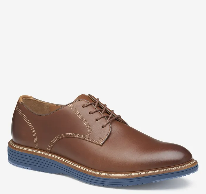 Men Upton Plain Toe Tan Full GrainBlue Sole Shoes Johnston and Murphy