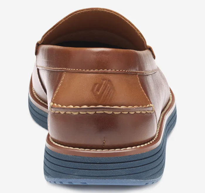 Men Upton Venetian Loafer Tan Full GrainBlue Sole SlipOns and Loafers Johnston and Murphy