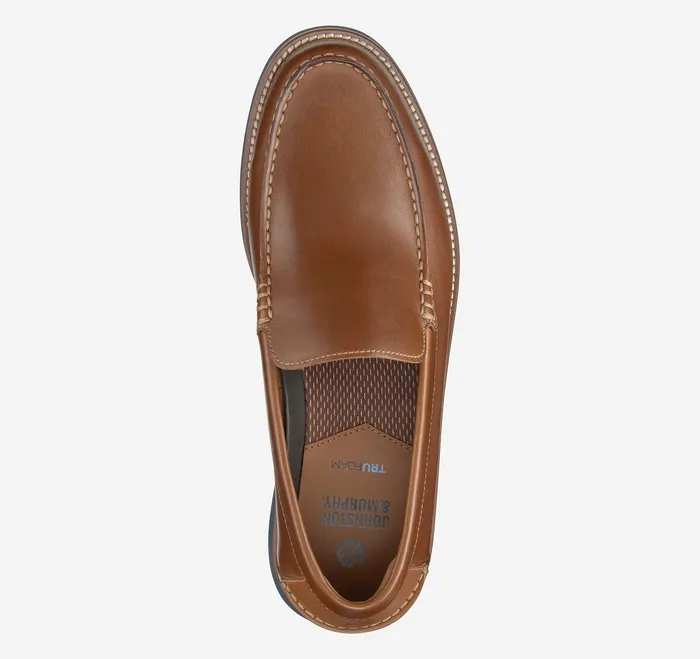 Men Upton Venetian Loafer Tan Full GrainBlue Sole SlipOns and Loafers Johnston and Murphy