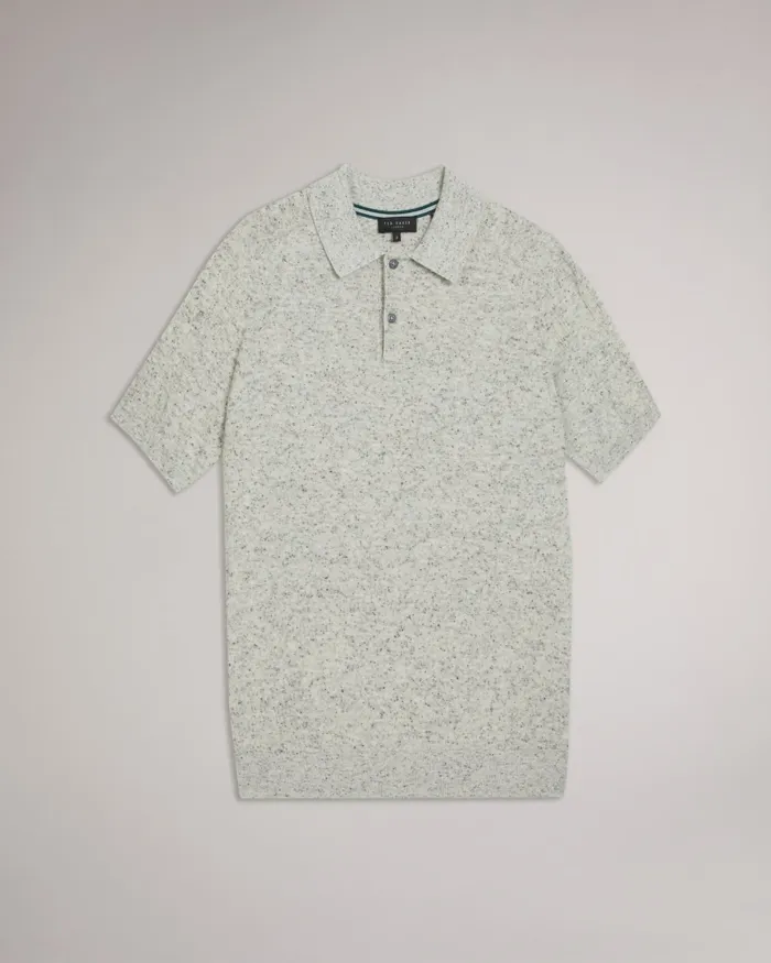 Men USTEE 8211 Marled Polo Shirt With Cable Knit Ecru Ted Baker Jumpers and Knitwear