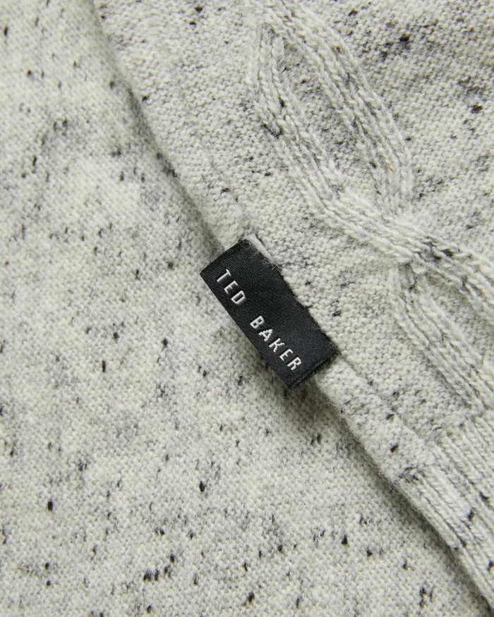 Men USTEE 8211 Marled Polo Shirt With Cable Knit Ecru Ted Baker Jumpers and Knitwear Men USTEE 8211 Marled Polo Shirt With Cable Knit Ecru Ted Baker Jumpers and Knitwear