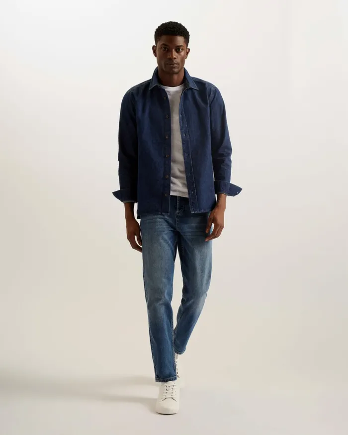 Men VEYLE 8211 Long Sleeve Denim Shirt Blue Ted Baker Shirts Men VEYLE 8211 Long Sleeve Denim Shirt Blue Ted Baker Shirts