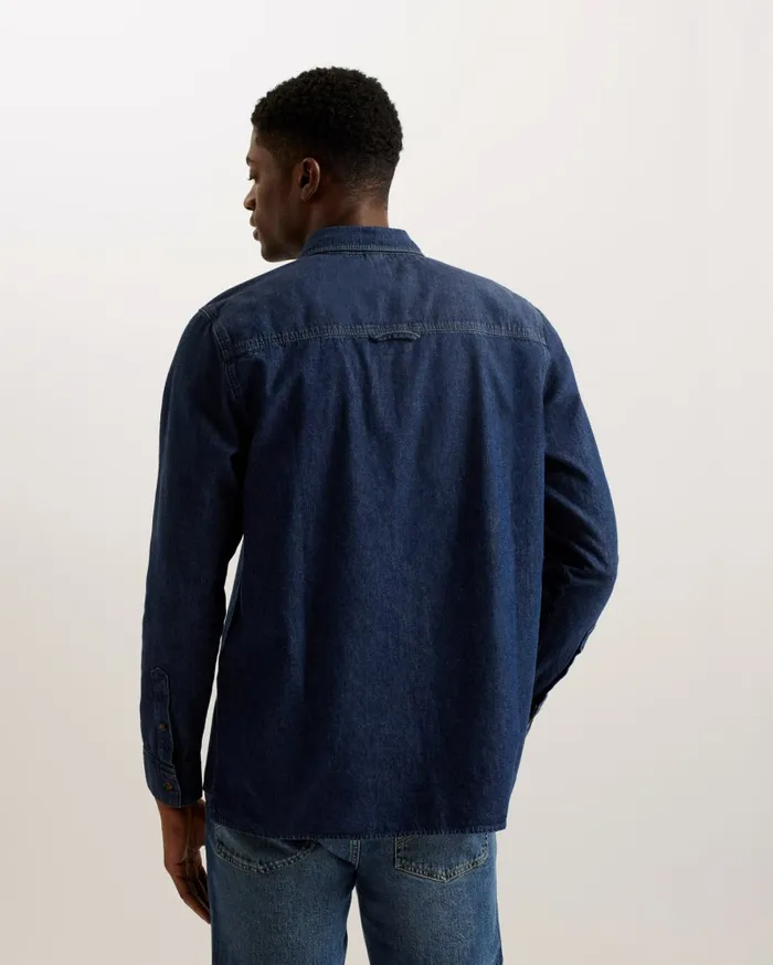 Men VEYLE 8211 Long Sleeve Denim Shirt Blue Ted Baker Shirts Men VEYLE 8211 Long Sleeve Denim Shirt Blue Ted Baker Shirts