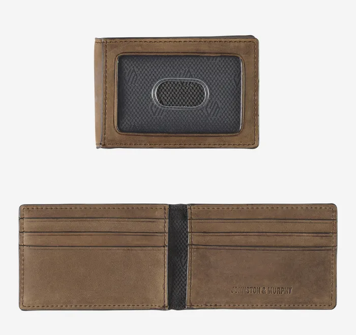 Men Wallets Johnston and Murphy Jackson 2in1 Billfold Wallet Tan Oiled