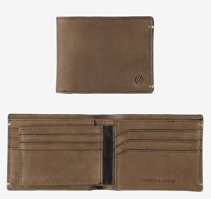Men Wallets Johnston and Murphy Jackson 2in1 Billfold Wallet Tan Oiled