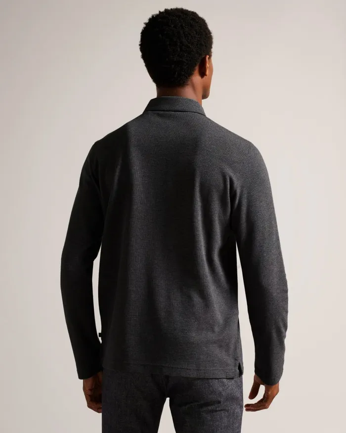 Men WAVELO 8211 Long Sleeve Regular Fit Polo Shirt Greymarl Ted Baker Polo Shirts