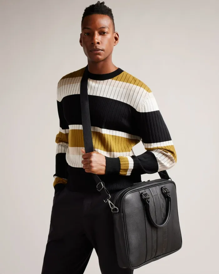 Men WAYMON 8211 House Check PU Document Bag Black Ted Baker Document Bags