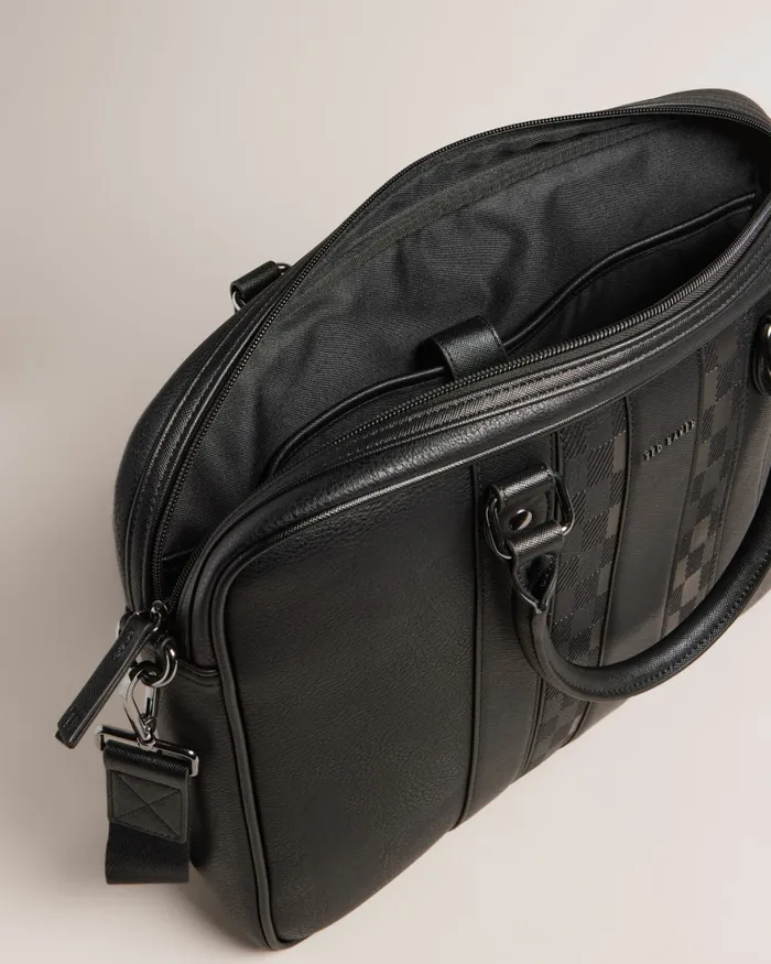 Men WAYMON 8211 House Check PU Document Bag Black Ted Baker Document Bags