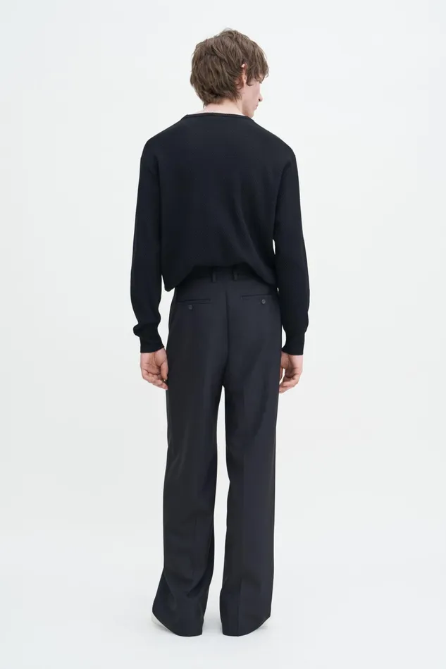 Men Wide Wool Trousers Black Filippa K Trousers