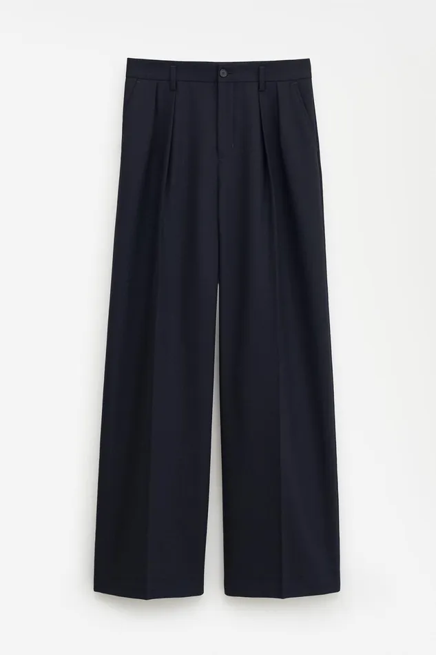 Men Wide Wool Trousers Black Filippa K Trousers
