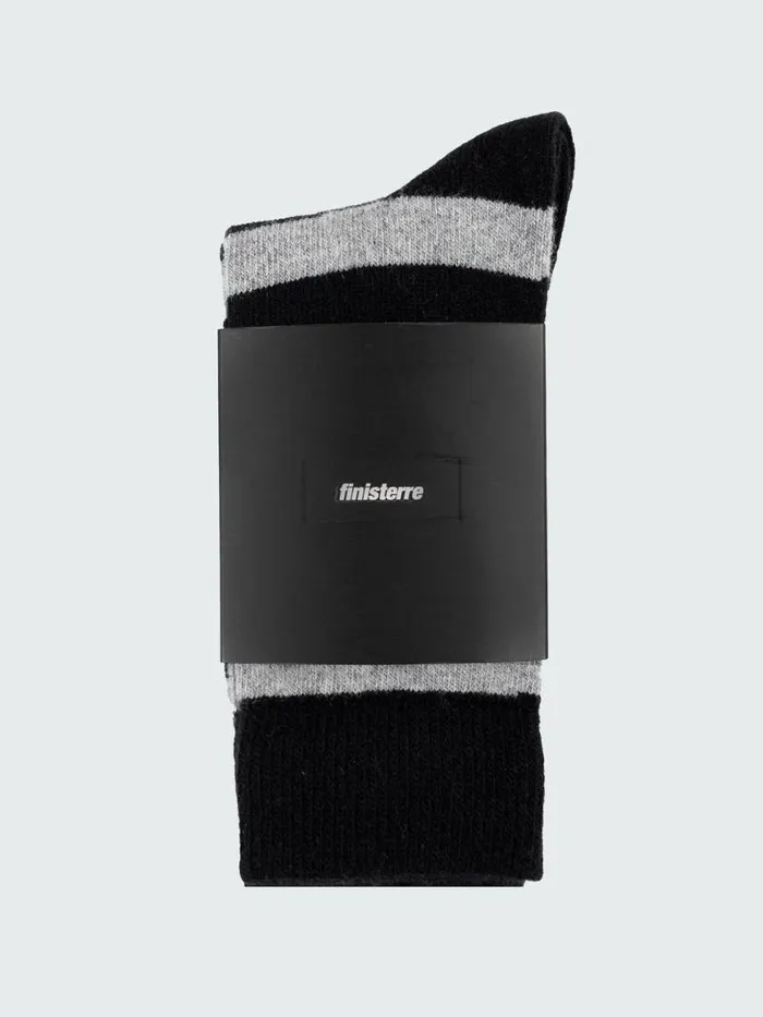 MenWomen Classic Wool Striped Sock Blackgrey Finisterre Socks