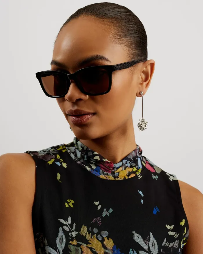 MenWomen DOMINE 8211 Classic Square Frame Sunglasses Black Ted Baker Sunglasses