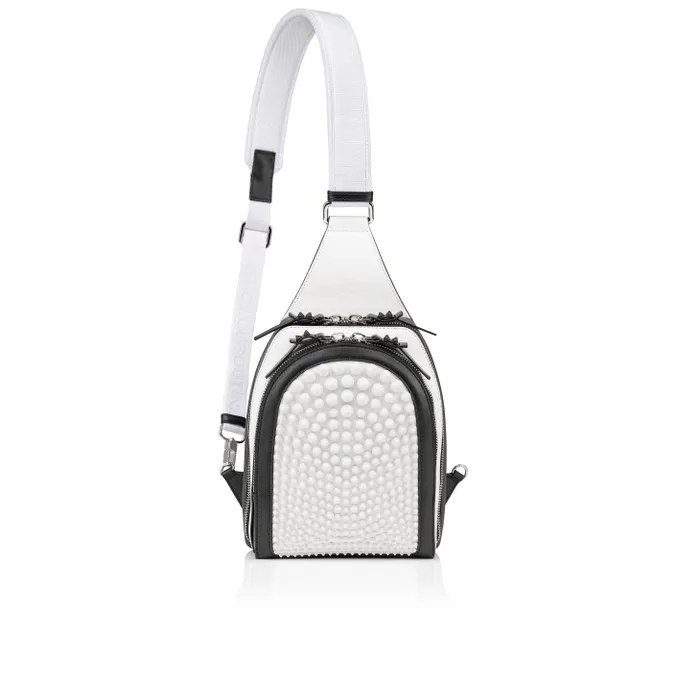 MenWomen Loubifunk Backpack 8211 Calf Leather And Spikes 8211 White Christian Louboutin Crossbody Bags
