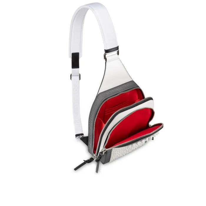 MenWomen Loubifunk Backpack 8211 Calf Leather And Spikes 8211 White Christian Louboutin Crossbody Bags