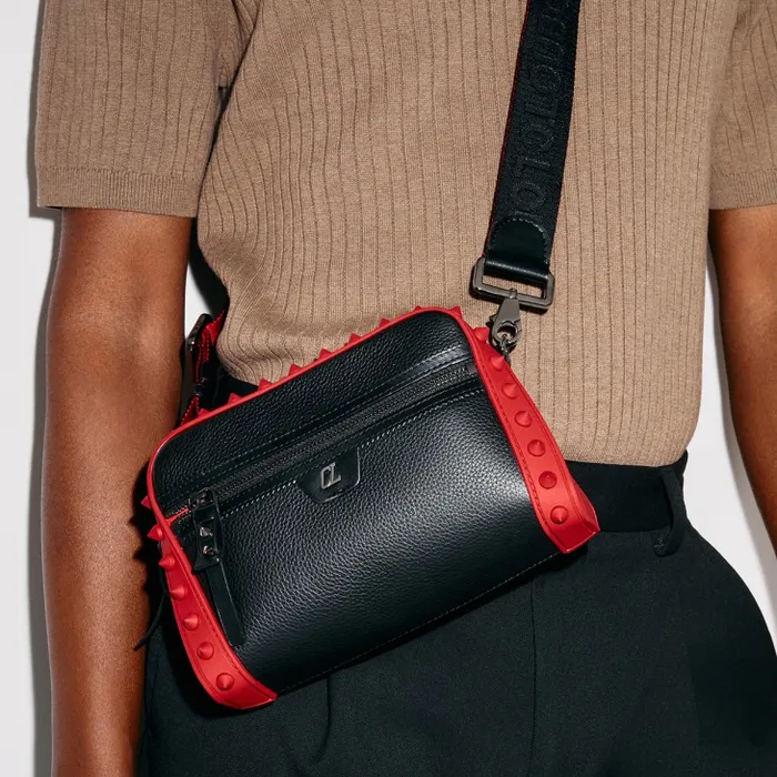 MenWomen Loubitown Crossbody Bag 8211 Calf Leather And Rubber 8211 Black Christian Louboutin Crossbody Bags