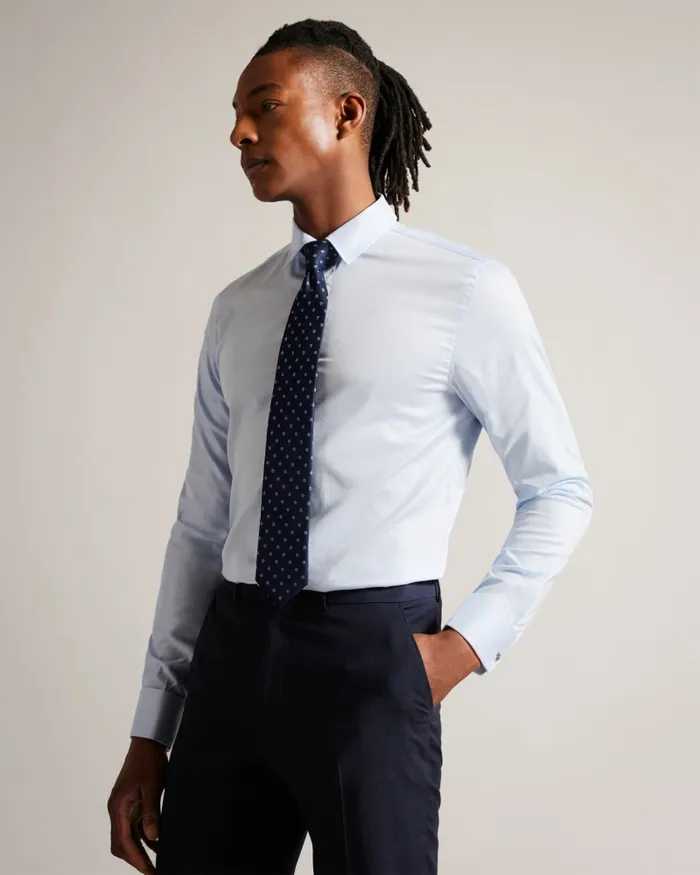 Men WRAGBY 8211 Long Sleeve Jacquard Magnolia Shirt Pale Blue Ted Baker Shirts