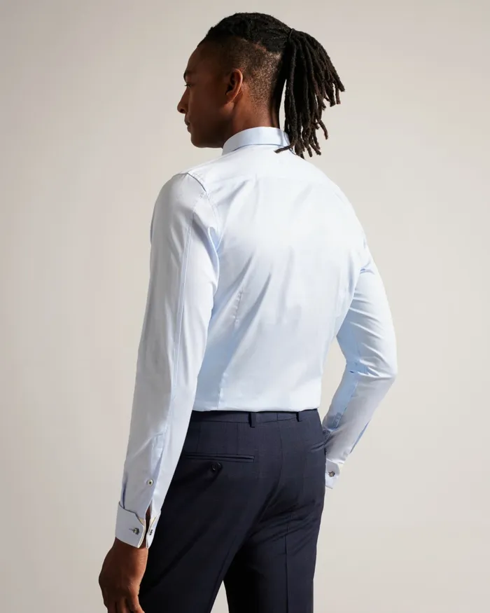 Men WRAGBY 8211 Long Sleeve Jacquard Magnolia Shirt Pale Blue Ted Baker Shirts