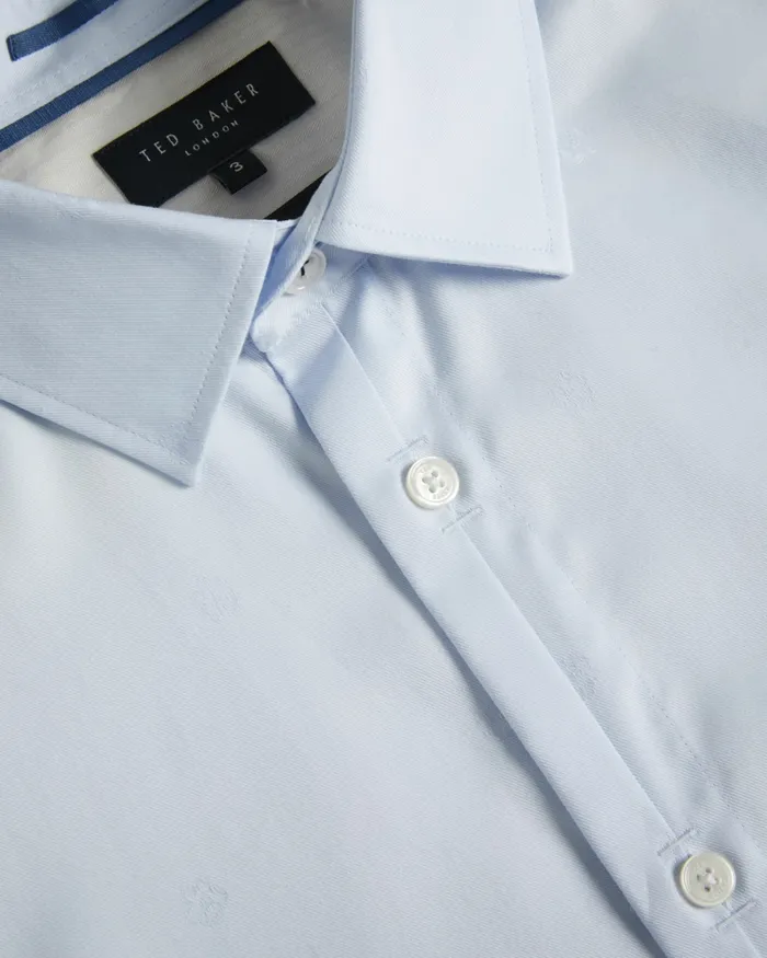 Men WRAGBY 8211 Long Sleeve Jacquard Magnolia Shirt Pale Blue Ted Baker Shirts