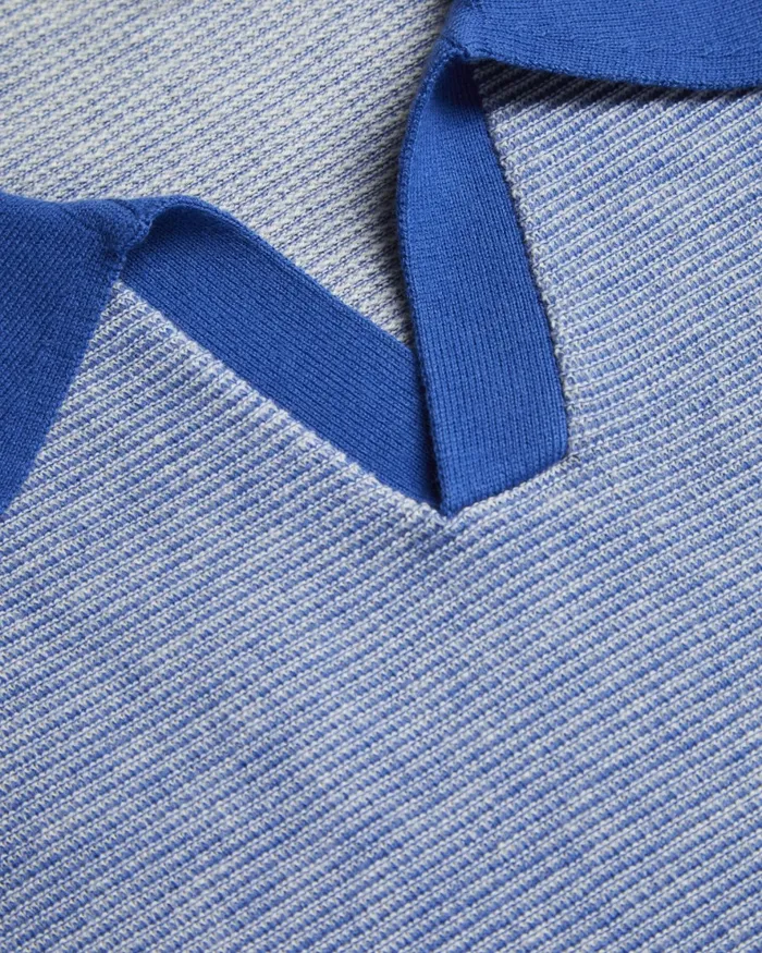 Men WULDER 8211 Open Neck Knitted Polo Shirt Sky Blue Ted Baker Jumpers and Knitwear Men WULDER 8211 Open Neck Knitted Polo Shirt Sky Blue Ted Baker Jumpers and Knitwear