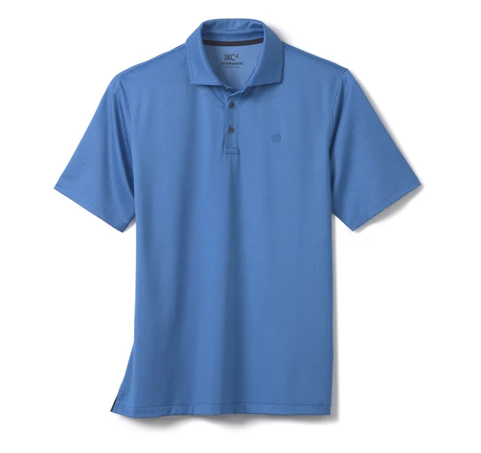 Men XC4 Performance Gingham Polos Cool Degree BlueNavy Mini Gingham Polos and Tees Johnston and Murphy