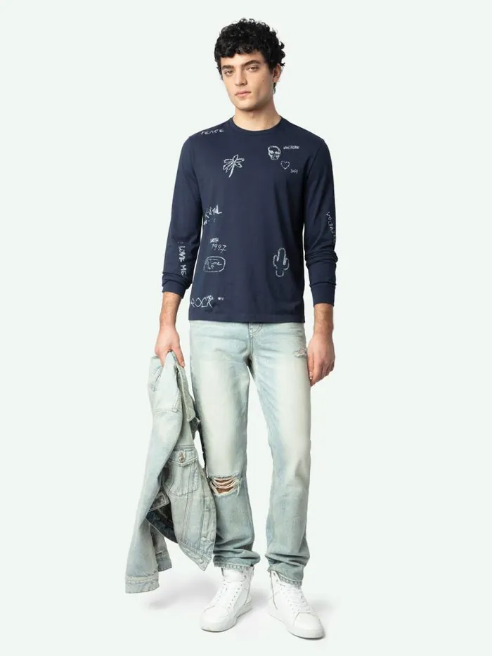 Men Zadig and Voltaire TShirts Hector Tshirt Encre