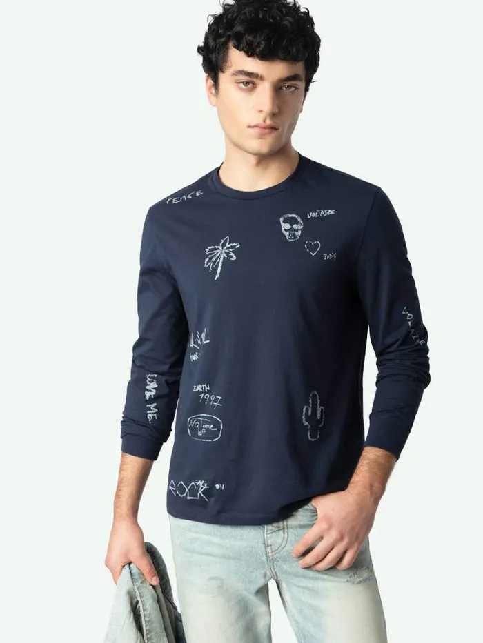 Men Zadig and Voltaire TShirts Hector Tshirt Encre Men Zadig and Voltaire TShirts Hector Tshirt Encre