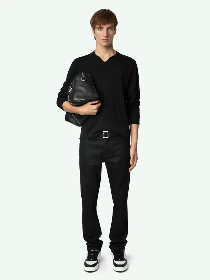 Men Zadig and Voltaire TShirts Monasti Henley Tshirt Black
