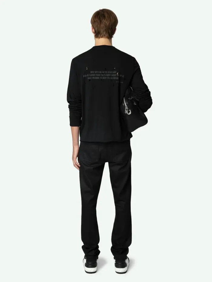 Men Zadig and Voltaire TShirts Monasti Henley Tshirt Black