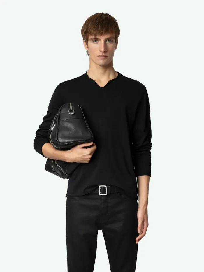 Men Zadig and Voltaire TShirts Monasti Henley Tshirt Black