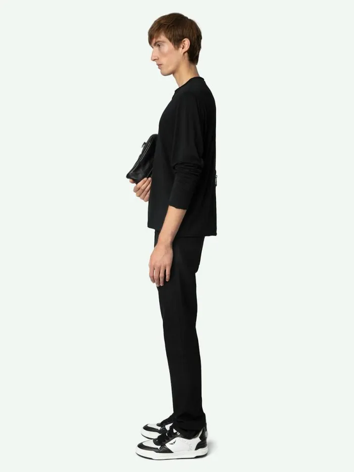 Men Zadig and Voltaire TShirts Monasti Henley Tshirt Black