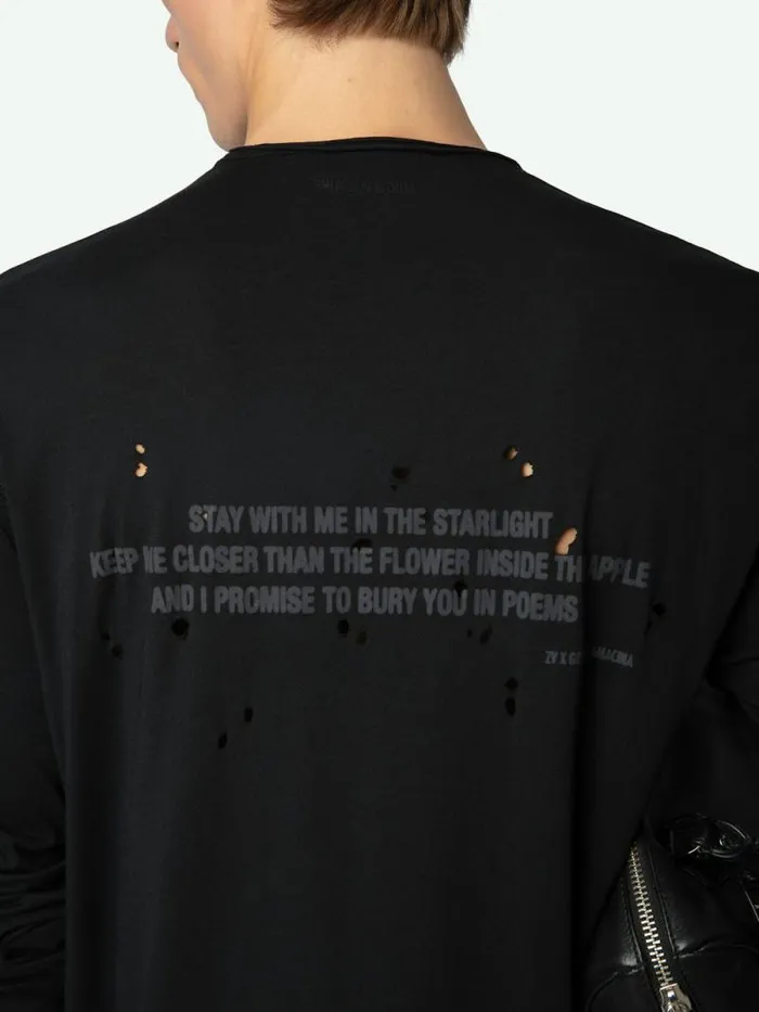 Men Zadig and Voltaire TShirts Monasti Henley Tshirt Black