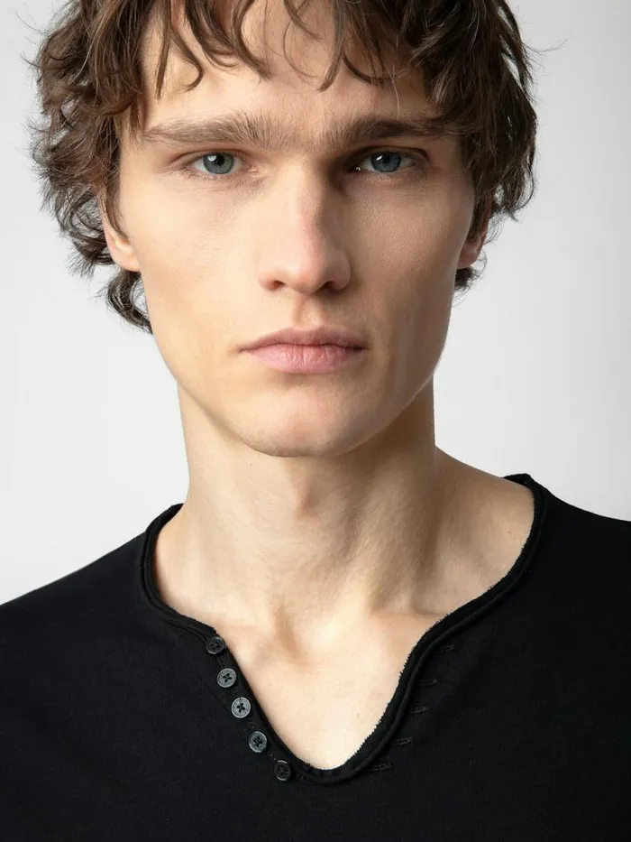 Men Zadig and Voltaire TShirts Monastir Henley Tshirt Black Men Zadig and Voltaire TShirts Monastir Henley Tshirt Black
