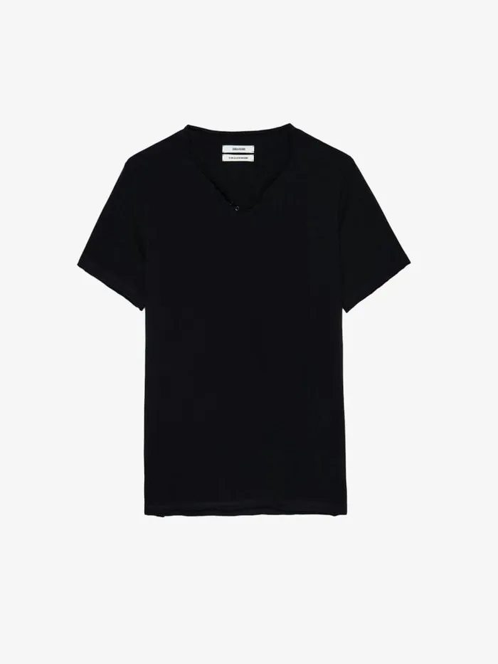 Men Zadig and Voltaire TShirts Monastir Henley Tshirt Black Men Zadig and Voltaire TShirts Monastir Henley Tshirt Black