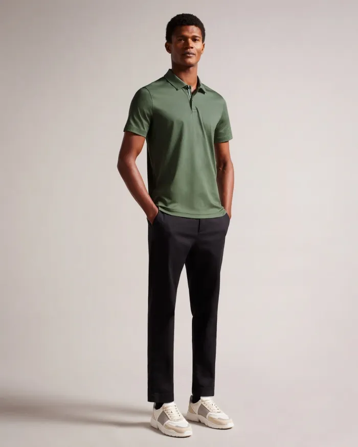 Men ZEITER 8211 Short Sleeve Slim Fit Polo Shirt Khaki Ted Baker Polo Shirts