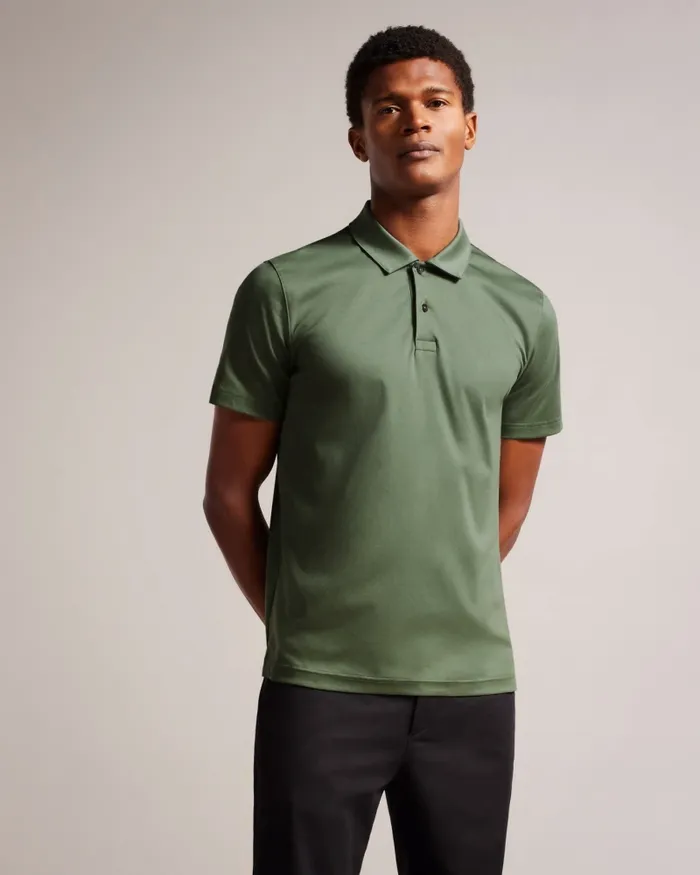 Men ZEITER 8211 Short Sleeve Slim Fit Polo Shirt Khaki Ted Baker Polo Shirts