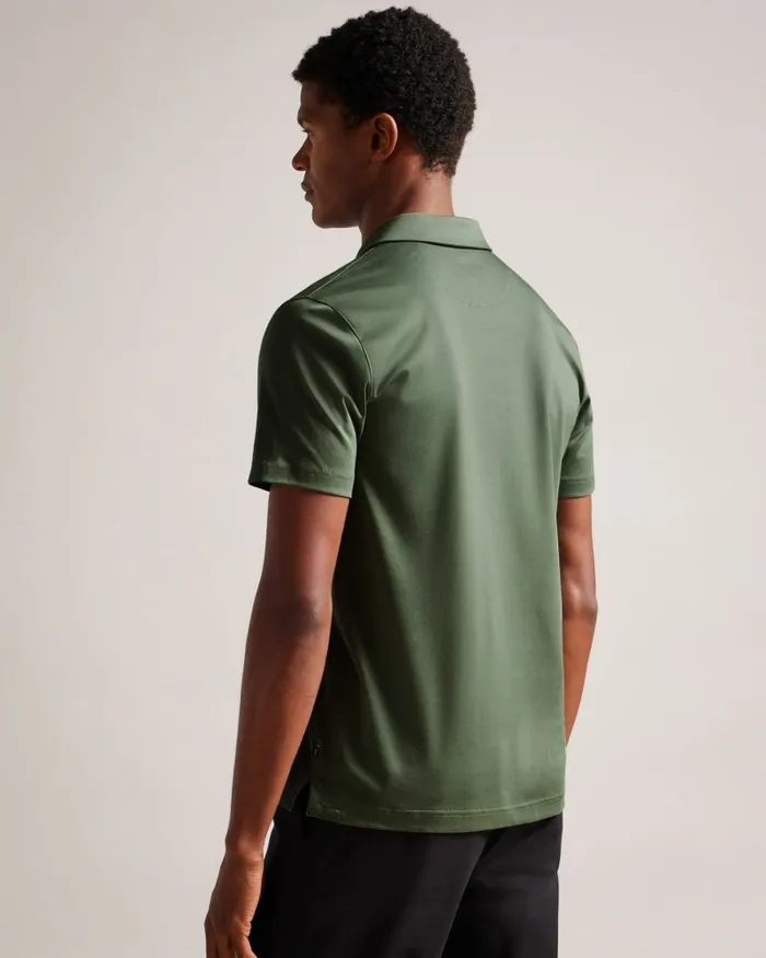 Men ZEITER 8211 Short Sleeve Slim Fit Polo Shirt Khaki Ted Baker Polo Shirts