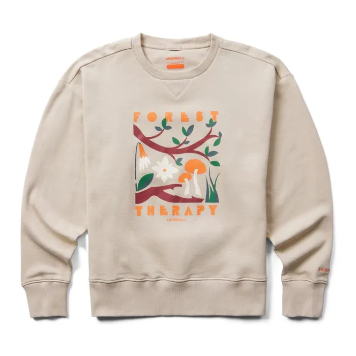 Merrell Forest Therapy Fleece Crewneck Oyster Grey Women Tops