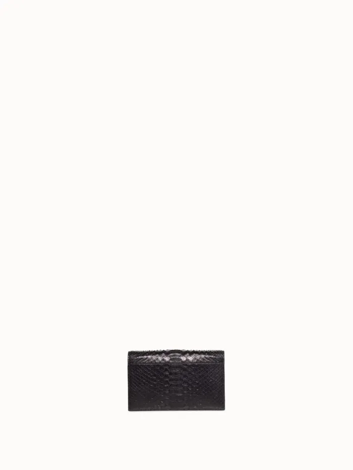 Metallic Python Leather Crossbody Envelope Clutch Black Women Akris Crossbody Bags