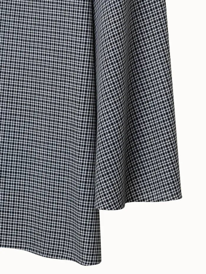 Microcheck Wool Asymmetrical Midi Skirt Blackecru Women Akris Skirts