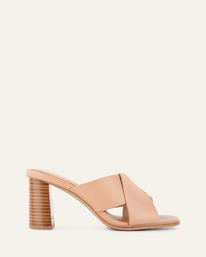 MID SANDALS jomercer Women Carrie mid heel sandals beige leather
