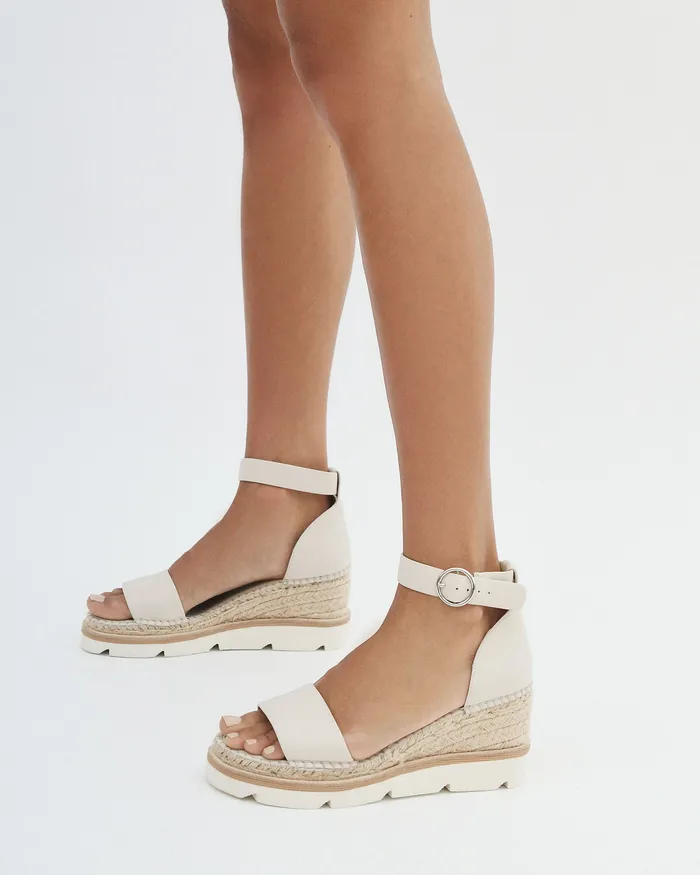 MID SANDALS jomercer Women Kelly mid heel wedges bone leather MID SANDALS jomercer Women Kelly mid heel wedges bone leather
