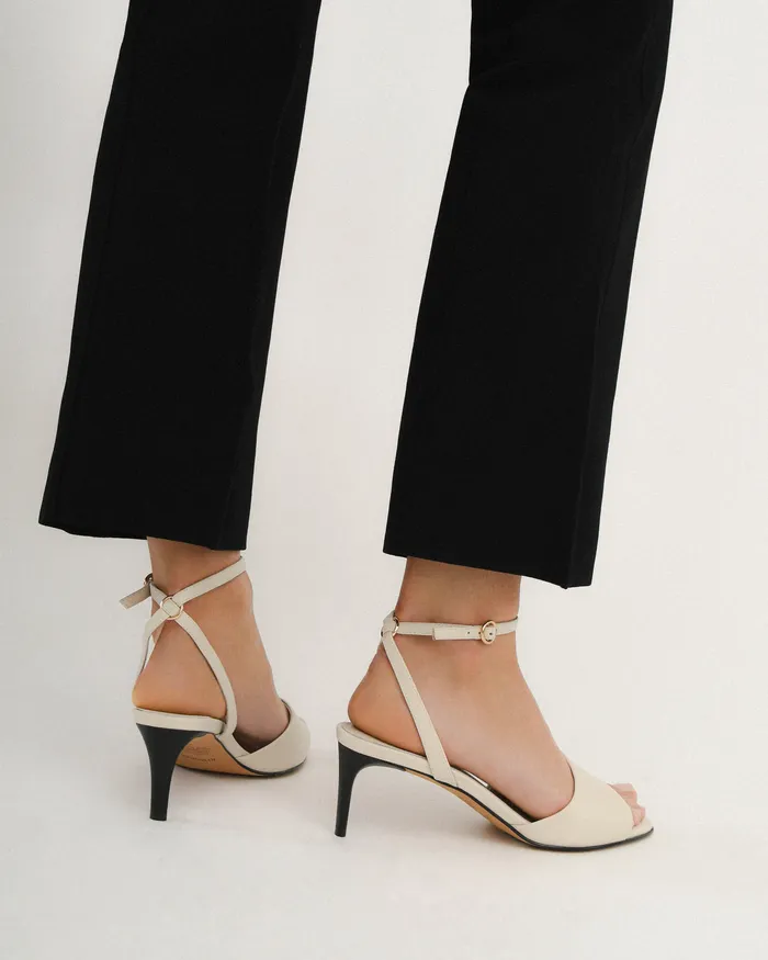 MID SANDALS Tanya mid heel sandals off white leather jomercer Women
