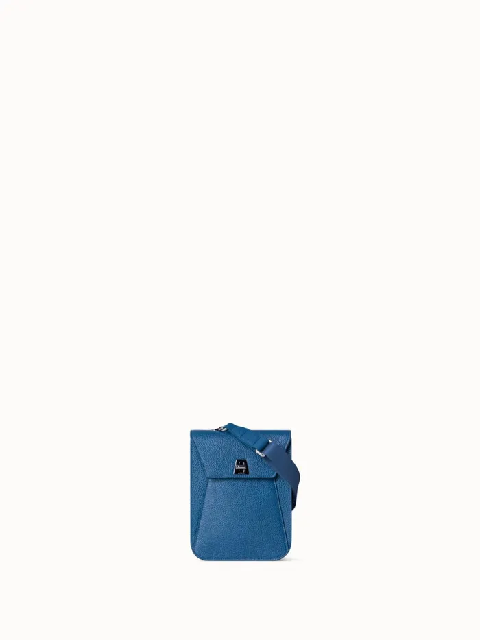 Mini Anouk Messenger Bag In Cervocalf Leather Pacific Denim Women Akris Crossbody Bags