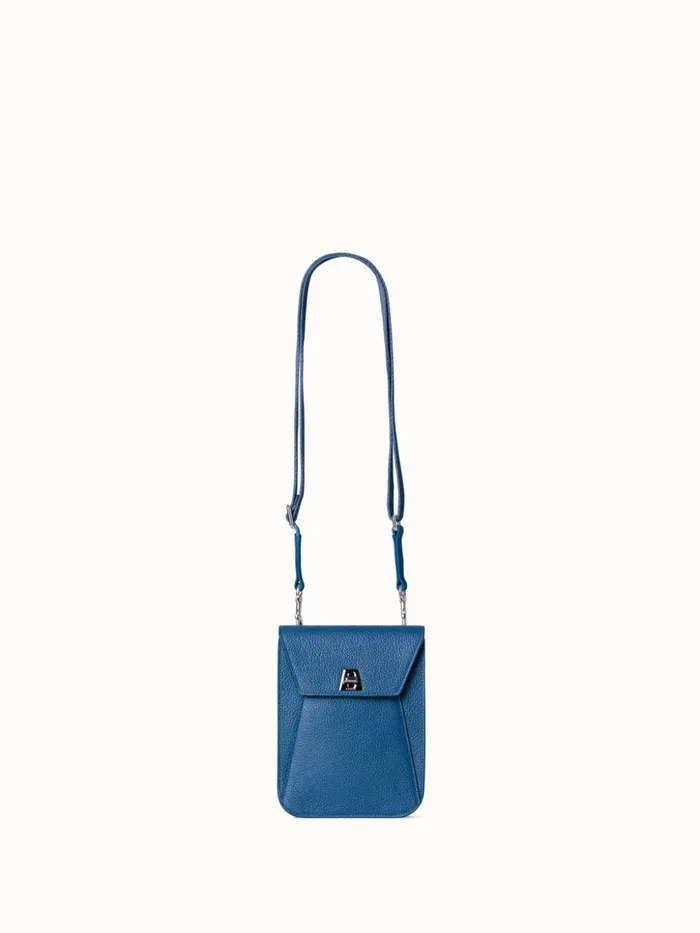 Mini Anouk Messenger Bag In Cervocalf Leather Pacific Denim Women Akris Crossbody Bags