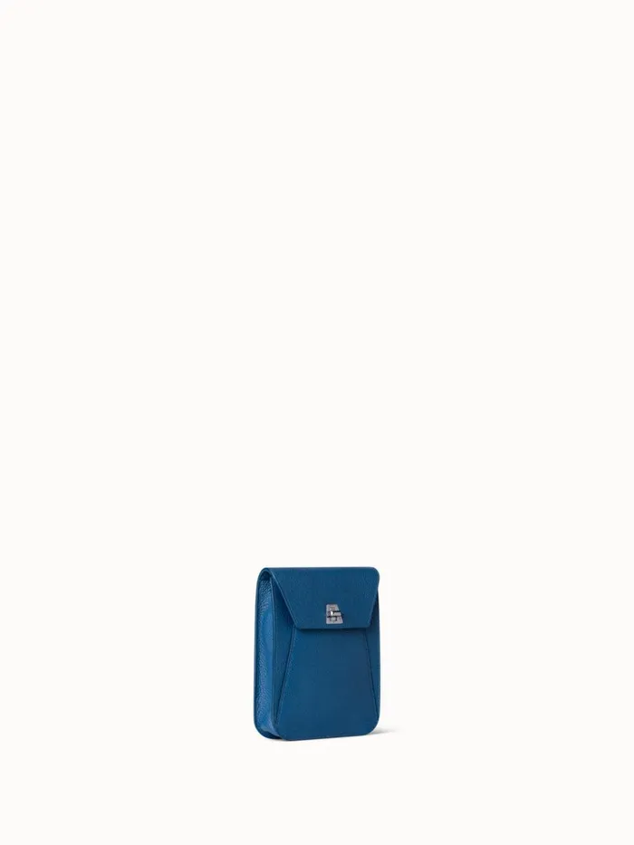 Mini Anouk Messenger Bag In Cervocalf Leather Pacific Denim Women Akris Crossbody Bags